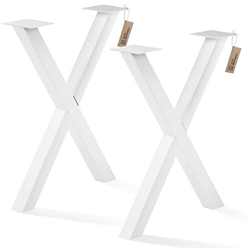 LAMO Manufaktur Tischbeine für Esstisch | Schreibtisch, Mark Massive | Vierkantprofil 80x80 mm, Tischgestell 60x72 cm (BxH), Weiß | 2 Stück, LTS-03-J-CC-9016