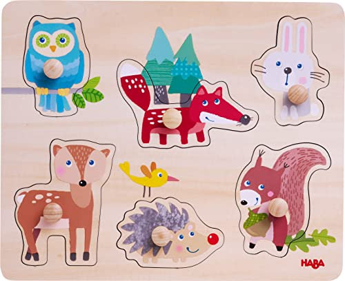 HABA 306542 - Greifpuzzle Waldtiere, Greifpuzzle ab 12 Monaten