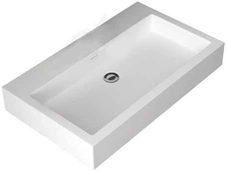 Design Waschbecken Mineralguss Waschtisch zur Wandmontage Gussmarmor Eckig Waschplatz Wandhängend ohne Armaturloch LP4508-0 80cm weiß glänzend