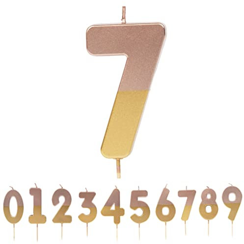 Talking Tables Rose Gold Number 7 Candle Premium Quality Pink Birthday Cake Topper Decoration for Kids, Adults, 7th, 70th Party, Anniversary, Milestone, ROSEGOLD7, Bday-Candle-GD-RO-7