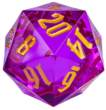 Poludie D20 dadi singoli 55 mm, dadi DND a 20 lati, giganti D20 D&D poliedrici D20 grandi D20 per Dungeons and Dragons, RPG, MTG giochi da tavolo (viola trasparente)