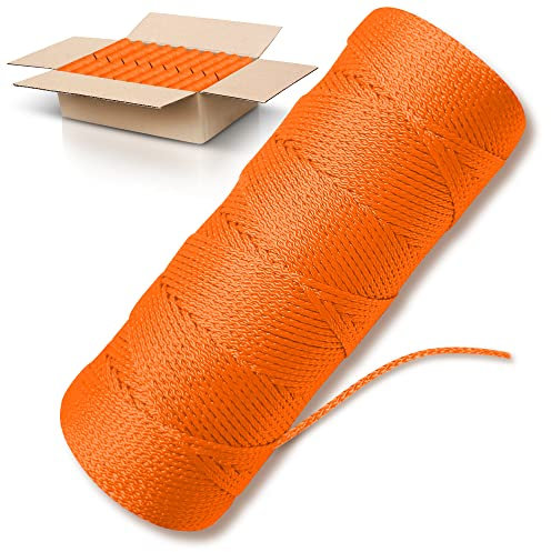 Orange Mason Line Schnur – 144 Rollen Pack – #18 geflochtene Nylonschnur – 6,5 m Länge pro Rolle – Nylonschnur für Gartenarbeit oder Mauerwerkwerkzeuge – perfekte Konstruktionsschnur für eine