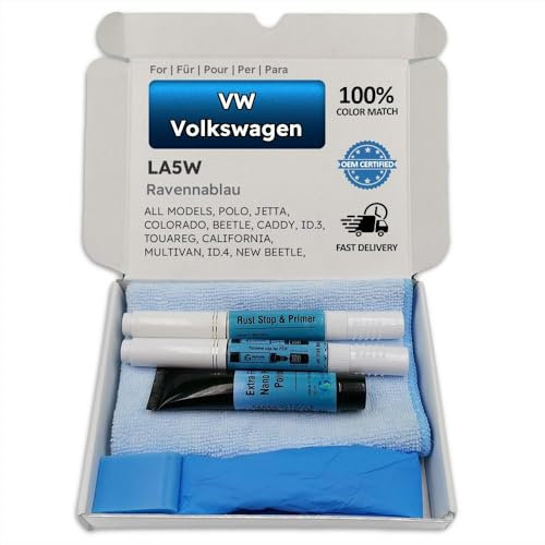 Genuine Colors Lackstift RAVENNABLAU LA5W für VW Volkswagen Blau POLO JETTA COLORADO BEETLE CADDY ID.3 TOUAREG CALIFORNIA MULTIVAN ID.4 NEW BORA T5 LUPO AMAROK TAXI TRAMPER CROSSPOLO FUN