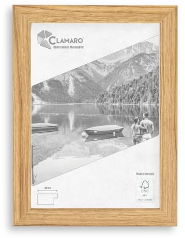 CLAMARO 'COLLAGE' Bilderrahmen 70x90 handgefertigt nach Maß | Eiche Catania | Moderner eckiger MDF Holzbilderrahmen inkl. Acrylglas, Rückwand und Aufhänger (querformat & hochformat)