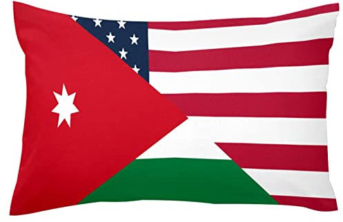 TBOUOBT Lendenkissenbezüge, Sofa-Kissenbezug, dekorativer Kissenbezug,Amerikanische und jordanische Flagge