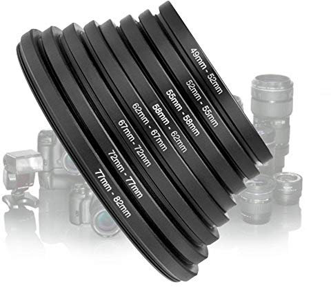 8 PCS Step Up Ringe, Metallische Kamera Objektiv Filter Ring Adapter Kit Objektiv Filter Metall Step Up Ringe 49mm 52mm 55mm 58mm 62mm 67mm 72mm 77mm 82mm