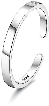 Chriscoco 925 Silber Ringe für Damen Verstellbare Ring Bandring Verlobungsring Eheringe Daumenring Verstellbar Offener Ring für Damen Herren 2MM