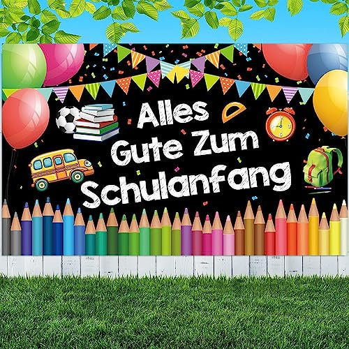 IWTBNOA Einschulung Girlande Banner Deko, Alles Gute Zum Schulanfang Banner, Willkommen Schulanfang Banner, Schuleinführung Banner Deko, Schulkind Girlande, Einschulung Deko für Kinder Jungen Mädchen