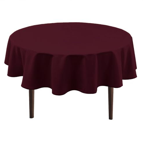 Hiasan Weinrot Wasserabweisend Tischdecke aus Polyester,Rund140cm,Anti-Falten Tischtuch,geeignet für Küche,Restaurant,Hochzeit