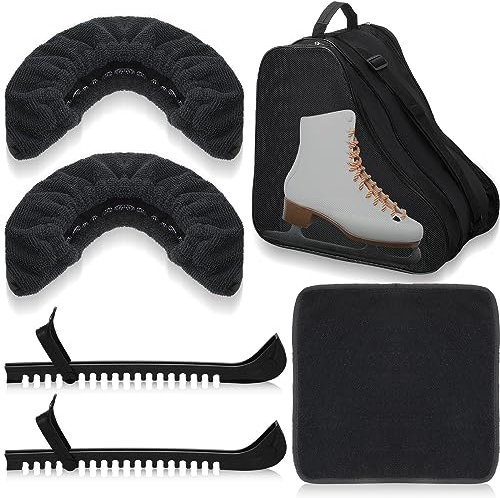 Liliful 4 Stück Skate Guards Skate Blade Covers Towel Ice Inline Skate Bag Set Ice Skating Guards for Kids Youth Adult Eiskunstlauf oder Hockey (schwarz)
