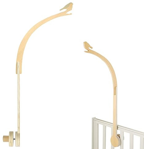 Baby Mobile Halterung Holz Babybett Klingelhalterung Kinderzimmer Wickeltisch Laufstall DIY Baby Mobile Halter Gestell Stange Für Aufhängung Spieluhr Windspiele Bettglocke (Bird Design Holder)