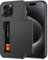 Coolden for iPhone 15 Pro Case with Card Holder Armor Shockproof Case Heavy Duty Protective Case Hard Back Soft TPU Bumper Card Slot Wallet Case Cover for iPhone 15 Pro Phone Case (Black)