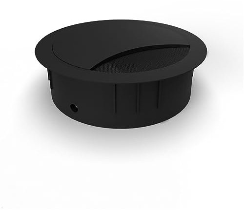 TecLines TKD001 Tisch Kabeldurchführung 60x21 mm (schwarz), Kabeldose, Bürstendichtung, für mehrere Kabel