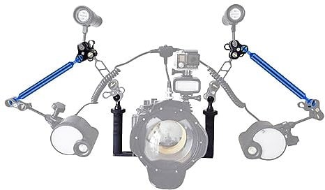 Dual-Griff-Tablett-Stabilisator-Rig, tragbarer Unterwasser-Gimbal-Stabilisator mit 1/4-Zoll-Schraubenloch, Doppelkugel-Klemme aus Aluminiumlegierung und schwimmendem Arm für Unterwasser-Kameragehäuse