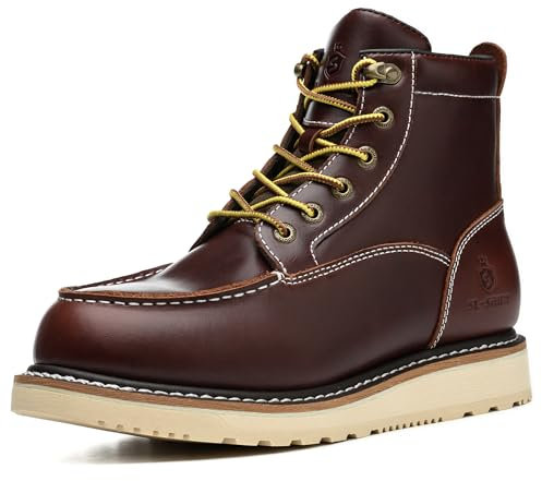 SL-Saint Waterproof Soft Moc Toe Handgemachte Stiefel für Männer, Goodyear-welted Construction Hiking 6'' Schwarz/Braun (Braun, 45)