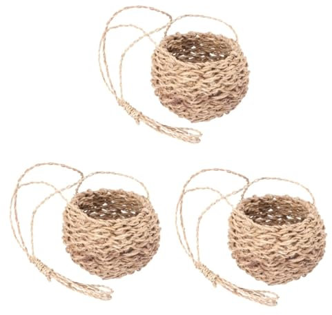 Amosfun Lot de 3 paniers Suspendus en Corde de - Couverture de Rangement - pour Plantes d'intérieur - Panier de Rangement - Couverture de - Pot de Fleurs Succulents - Panier Suspendu