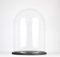 EMH Grande cloche en verre transparent faite à la main avec base en bois noir 36 x 25 cm