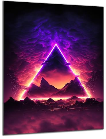 DARO Design - Wand-Bild 6mm HDF 84x56 cm Neon Dreieck Symbol - Wand-Deko Bilder Wohnzimmer