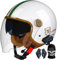 Kcolic Bluetooth-Offener Helm, Halber Motorradhelm, ECE-Geprüfter Motorradhelm Mit Sonnenblende, Retro-Vintage-Stil, Mit Mikrofon-Lautsprecher, Jugendliche, Männer, Frauen N