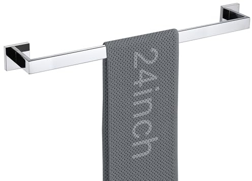 LANC Handtuchstange für Badezimmer, 61 cm, Edelstahl, Silber, Handtuchhalter, Handtuchstange, stabil, Wandmontage, verchromt poliert, A8804CP-6P1