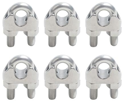12 Piezas Abrazaderas de Cable Acero Inox 304 M3/M5 - Grapas en U para Cables, Antideslizantes y Sin Rebordes (M5)