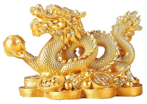 Xuancai Statuette chinoise en forme de dragon porte-bonheur en résine - Décoration pour salon, chambre à coucher, bureau