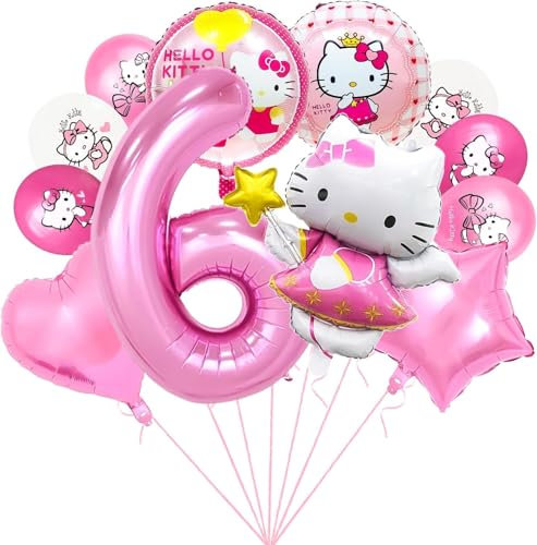 Kindergeburtstag Party Dekoration,Thema Party Ballon Dekoration,Geburtstag Luftballons Mädchen Folienballon Deko für Kinder (Rosa 6)