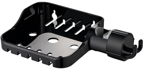 MEIBAOGE Porte-savon réglable à clipser pour barre de douche, salle de bain, cuisine, organiseur économiseur d'espace, noir élégant