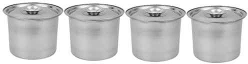 PRETYZOOM 4 StüCk Wiederverwendbare Edelstahl EisbehäLter Mit Deckel 10cm SpeiseeisbehäLter FüR Selbstgemachtes, Luftdichter GefrierbehäLter FüR Zuhause Und Partys