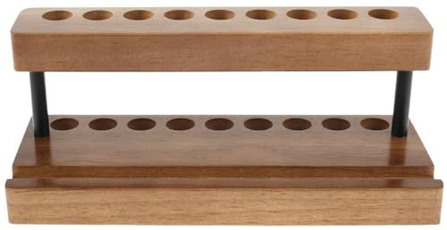 Fyeme Wood Pen Holder 9 Slots Wood Pen Display Stand with Phone Holder Pen Holder Organiser Wood Pen Display Rack Decorative Wooden Pencil Holder Rubber Wood Desk Pen Holder for Home Office