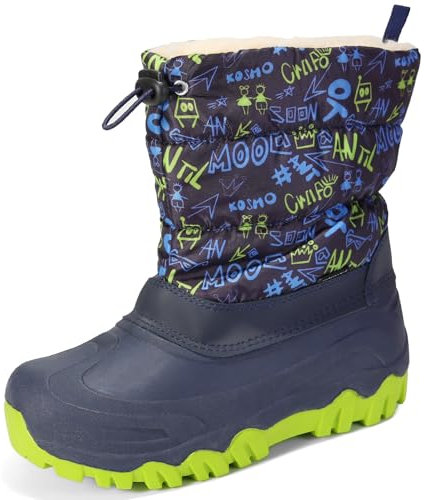 Apawwa Bambini Stivali Ragazzi Invernali Caldo Foderato Stivali da Neve Bambini Scarpe Invernali Outdoor Ragazza HD484 Color Navy Size 28