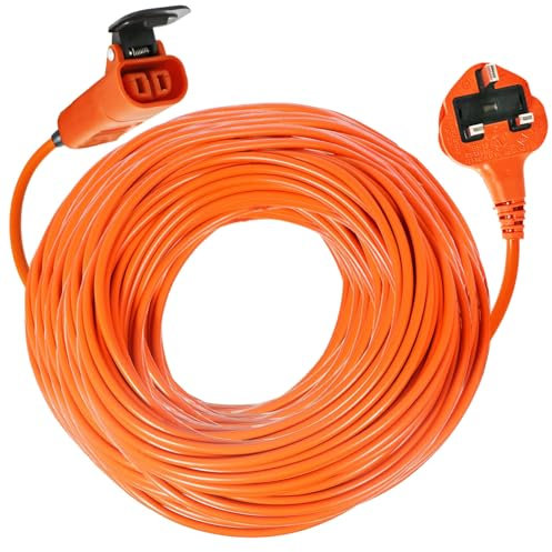 Spares2go Extra Long Power Cable Lead Plug for Bosch Rotak 34 36 40 43 370 430 Ergoflex Lawnmower (25m)