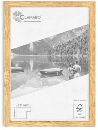 Clamaro Cornice Multipla Collage 20, 41x61 cm, Rovere Naturale | Cornice in Legno MDF, Lastra in Vetro Acrilico, Pannello Posteriore HDF, Gancio Dentato in Metallo, Fatto a Mano in Germania