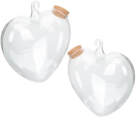 Warmhm 2pcs Heart Glass Landscape Bottle Small Miniature Spirit Bottles Wooden Lids for Decor Wishes Vase