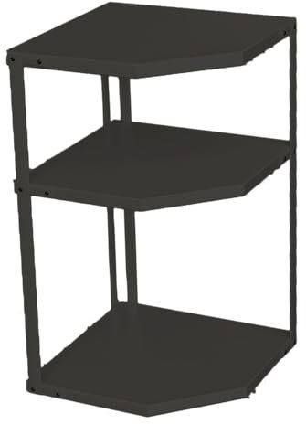 RASTKY Küchenutensilienhalter aus Karbonstahl, Stabiler Eck-Topfständer für die Küche, Platzsparend für Unordentliche Arbeitsplatten (3-lagig, Schwarz, 27 x 27 x 45,5 cm)