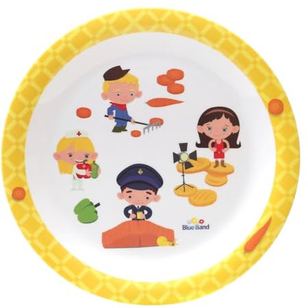 Bütic GmbH BlueBand - Plato llano infantil de melamina, platos hondos con motivos profesionales, 1 plato plano, color amarillo
