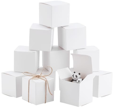 PH PandaHall 30pcs Geschenkboxen Weiße, Kleine Weihnachten Papierschachteln Mini Papierboxen Pappschachtel Kraftboxen Geschenkverpackungsboxen für Weihnachten Hochzeit Geburtstag Valentinstag 6x6x6cm