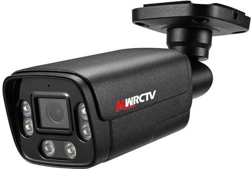 MWRCTV 8MP POE Security Camera 4K POE IP Bullet Camera 2.8mm 110°Wide Angle Lens,AI Human/Vehicle Detection,2 Way Talk,Color Night Vision,Up to 512GB MicroSD Card,Full Metal Case,24/7 Recording(Black)