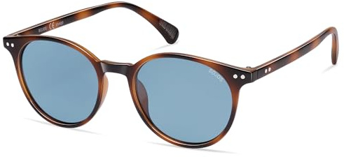 SOJOS Polarisiert Runde Sonnenbrille Damen Herren Retro Vintage UV400 Schutz Runde Kleine für Schmales Gesicht MAY SJ2113 mit Braun Rahmen/GHellblau Linse