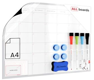 ALLboards Monatsplaner DE Sprachversion für Kühlschrank A3 – magnetisch + GRATIS