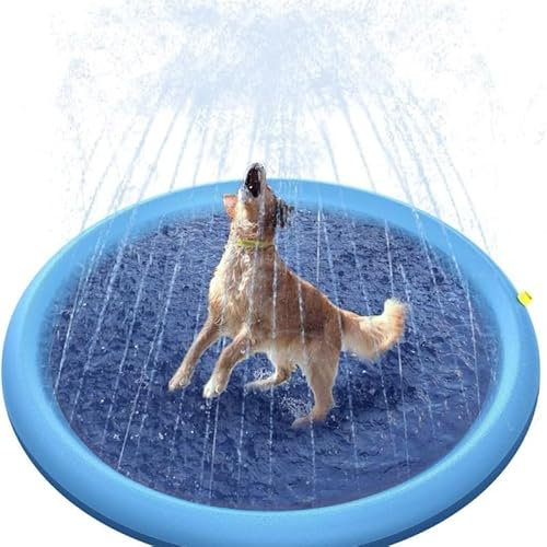 Sprinkler - Tappetino da gioco ad acqua per cani, 80-200 cm, in PVC, per cani e bambini, per piscine estive, giocattolo (200 cm)