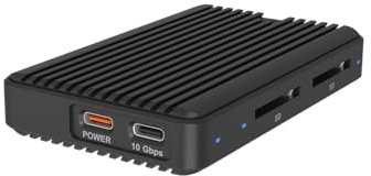 ICY Box M.2 NVMe & SATA SSD Enclosure with SD Card Reader, (USB 3.2 Gen 2 Type-C 10Gbps), 2X SD UHS-II 4.0, Aluminium, Heatsink, for 2280 M-Key, IB-CR602M-C31