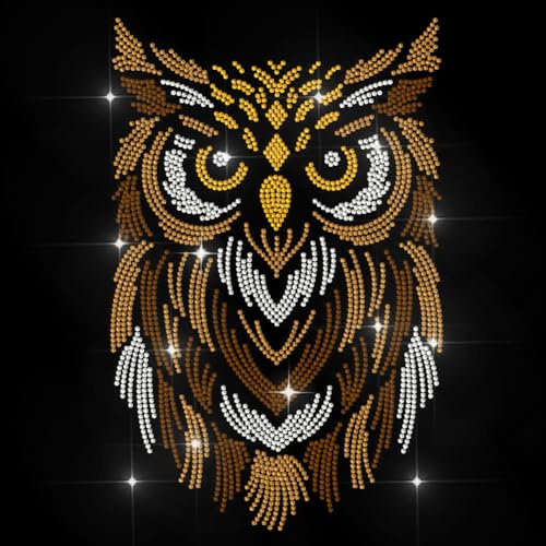 MAYJOYDIY Eulenmuster Strass Aufbügler Hotfix Transfer Bling Vogel Eulen Wärmetransfer Aufkleber Dekoration Kleidungsapplikation Für Hemd Tasche Hut Jacke Jeans Schuhe DIY Bastelarbeiten