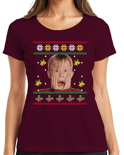 Kevin Allein Zuhause Ugly Christmas Sweater Weihnachten Damen T-Shirt