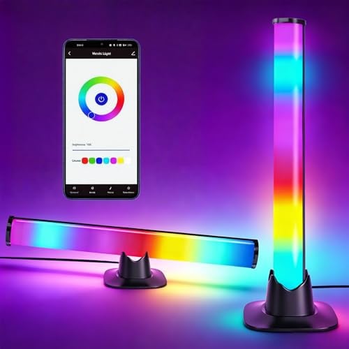 Turmegtt Barra LED Gaming, RGB Lampada Gaming, Pack da 2 | Multicolore luminoso 16 milioni di colori RGB, con applicazione, telecomando, sincronizzazione musicale e modalità scena