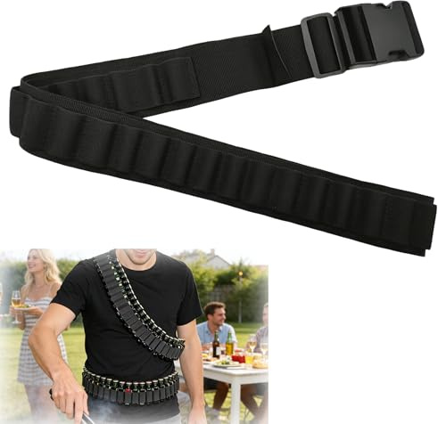 Niuhong Schnapsgürtel Verstellbar 50 Slots Dosenhalter Flaschenträger gürtel Jägermeister Mini Shots Tragbarer Bierhalter Getränkehalter Outdoor Camping Festival Karneval Trinker Zubehör (schwarz)