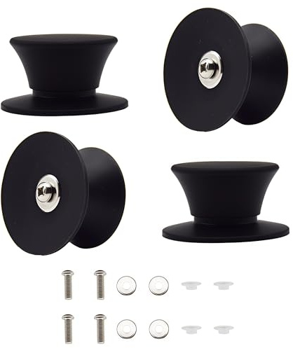 CEEYSEE 4 Pcs Silicone Rubber Replacement Pots Lid Handle,Kitchen Cookware Replacement Knob Handle,Kitchen Cookware Non-Slip Pan Handle with Screws for Frying Pan Saucepan Lid Cover(UK-GGSB-B)