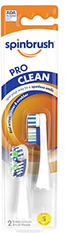 Spinbrush Pro Series Daily Clean Battery Toothbrush Refills, Soft,2 Count