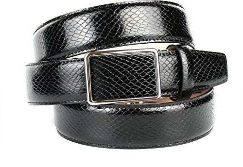Anthoni Crown Herren Gürtel Leder Schwarz, Automatik Gürtel, kürzbar, 35 mm breit, für Anzungshose oder Jeans, Modell 17SN10