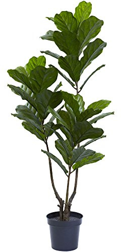 Nearly Natural 65 in Artificial Fiddle Leaf Tree UV-Resistant Porch Decor